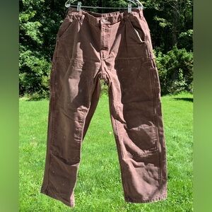 Carhartt Men's Cargo Pants Double Knee Dungaree Fit Brown Cotton 38x30